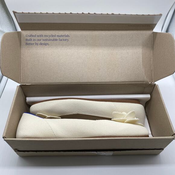 NIB Rothy's The Pedal Square Ballet Flats Cream Love Bird Slides Women size 8.5 - Picture 10 of 10